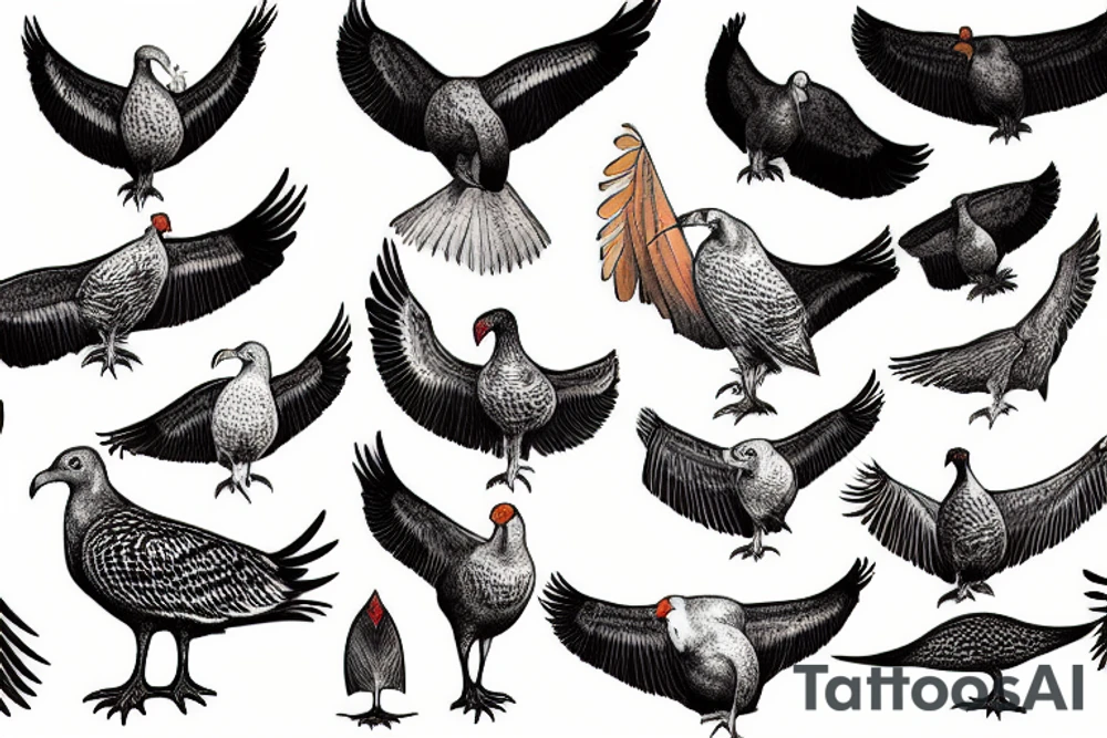 A wild turkey seagull tattoo idea