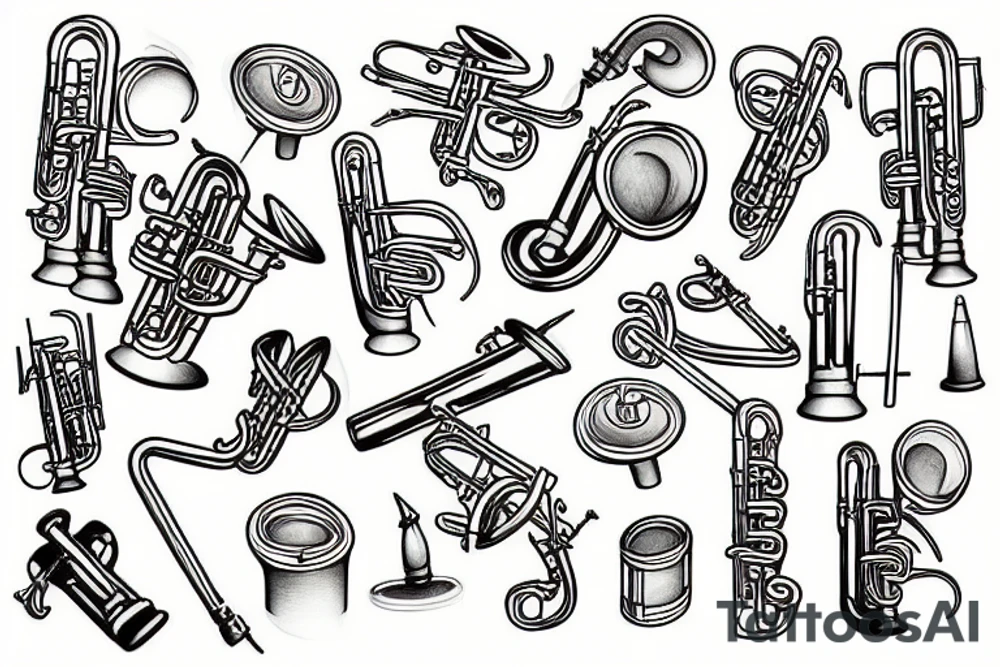 Illustration trumpet tattoo idea