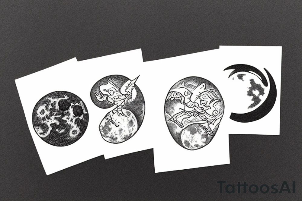 Three bags flying near the moon tattoo idea