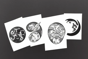 Three bags flying near the moon tattoo idea