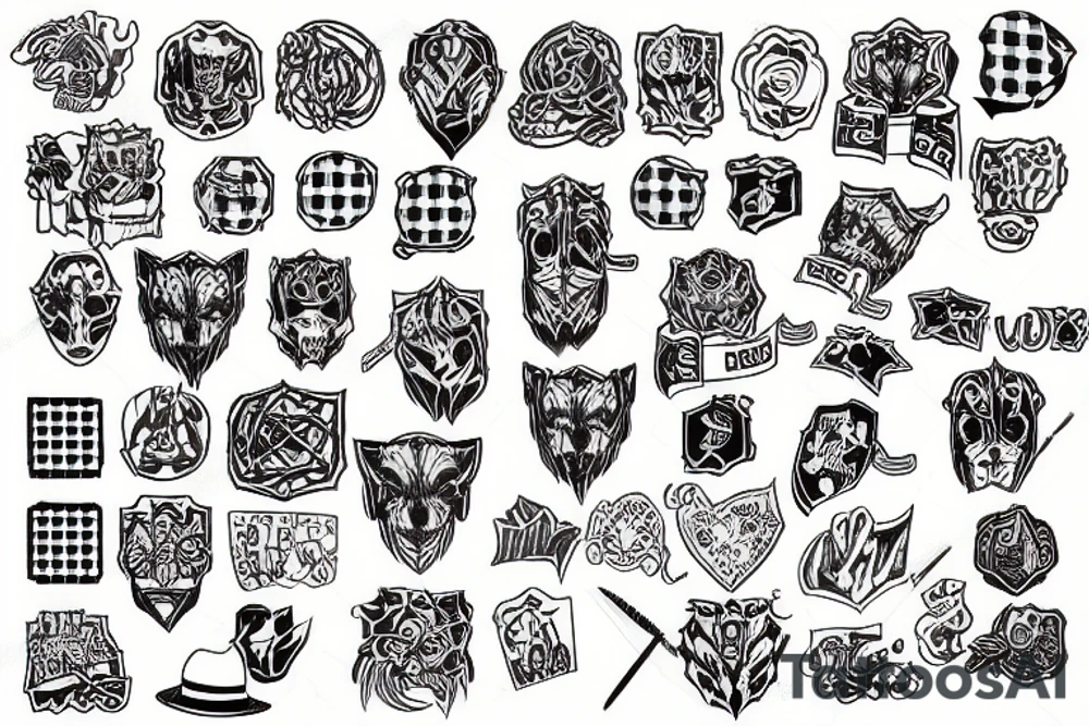 checkered fire tattoo idea