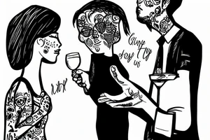 A girl breaking up with a guy. Ugly couple. In france. They love wine.20 years old. Sad story tattoo idea