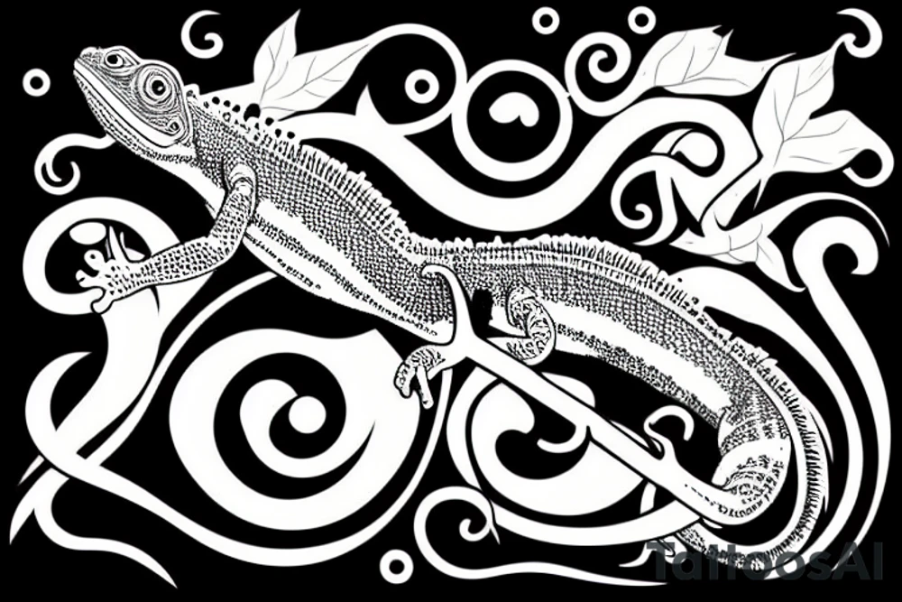 smoking chameleon tattoo idea