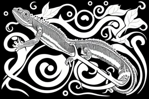 smoking chameleon tattoo idea