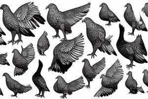 A wild turkey pigeon dog tattoo idea