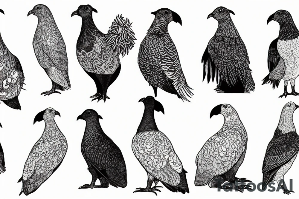 A wild turkey pigeon dog tattoo idea