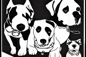 Two dogs. One black and one white. The are looking at their master going to war. They are sad tattoo idea