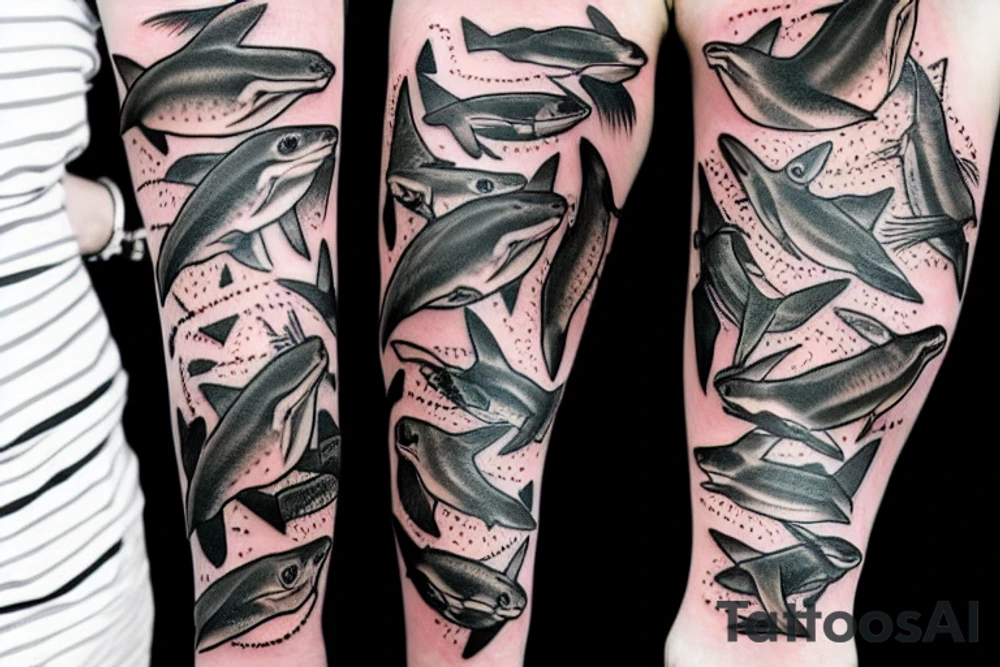 A seagull great white shark tattoo idea