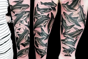 A seagull great white shark tattoo idea