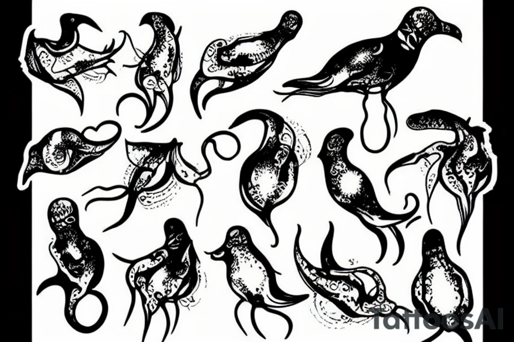A seagull squid tattoo idea