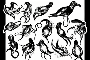 A seagull squid tattoo idea
