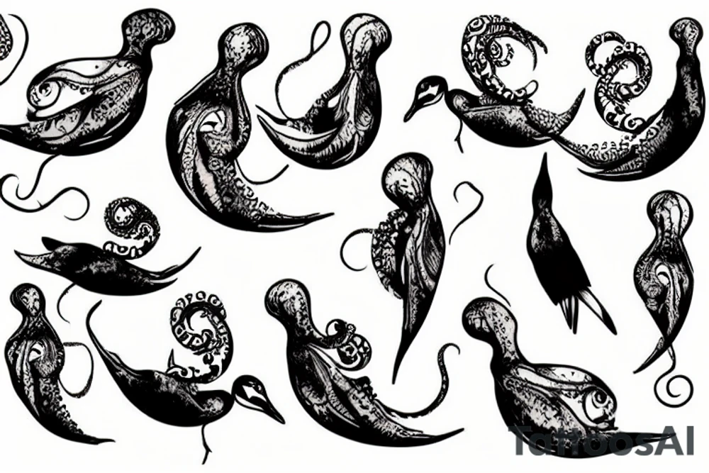 A seagull squid tattoo idea