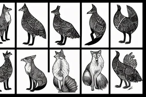 A fox wild turkey tattoo idea