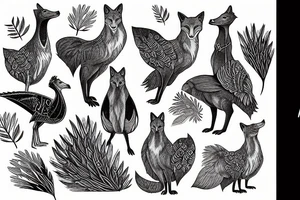 A fox wild turkey tattoo idea