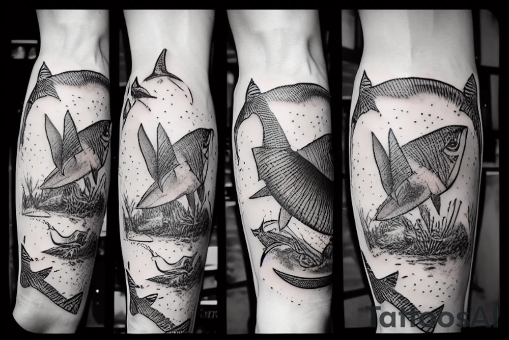 A shark wild turkey tattoo idea