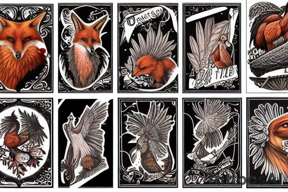 fox wild turkey tattoo idea