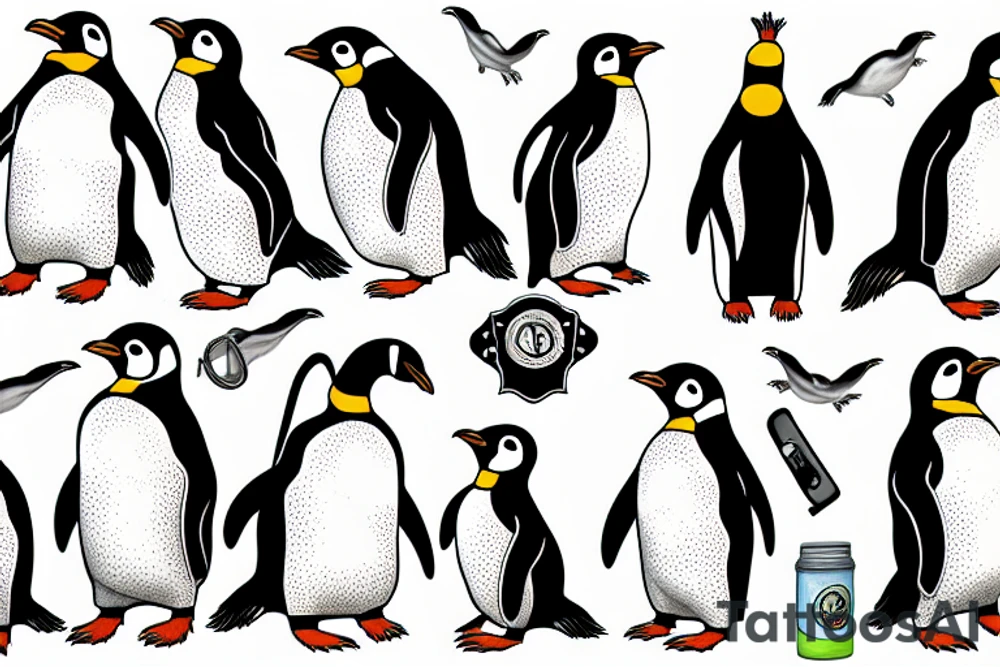 gay penguins tattoo idea
