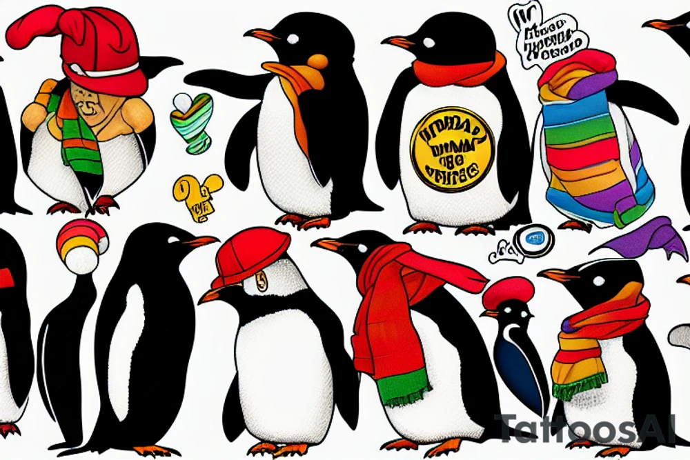 gay penguins mad about Donald Trump tattoo idea