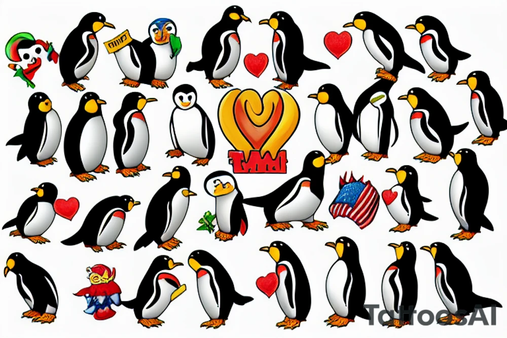 gay penguins mad about Donald Trump tattoo idea