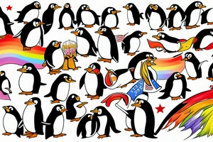 gay penguins mad about Donald Trump tattoo idea