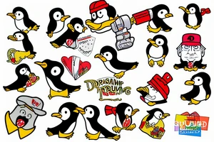 gay penguins mad about Donald Trump tattoo idea