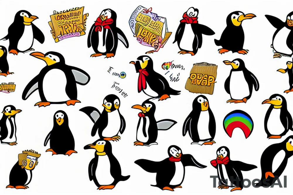 gay penguins mad about Donald Trump tattoo idea