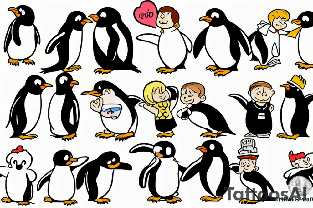 gay penguins tattoo idea