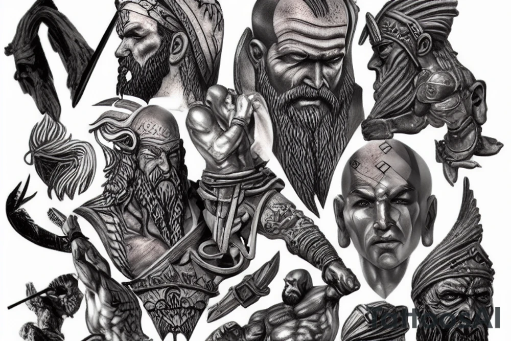 God of war, old sculpture tattoo idea