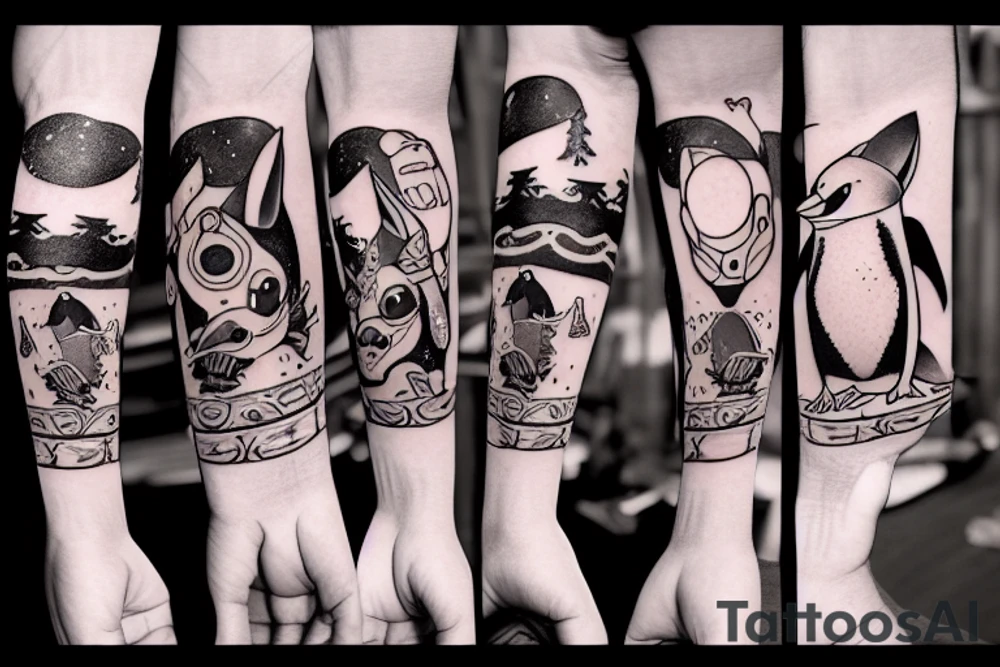 gay fox penguins tattoo idea