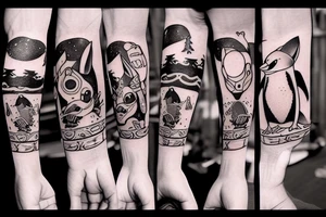 gay fox penguins tattoo idea