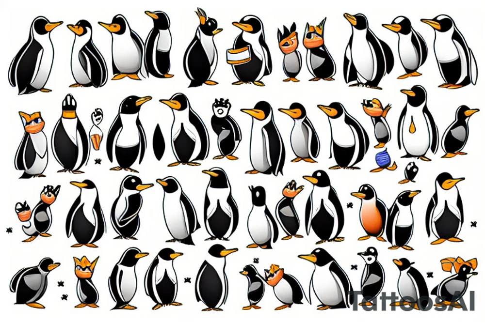 gay fox penguins tattoo idea