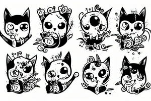 zombie cat cute tattoo idea