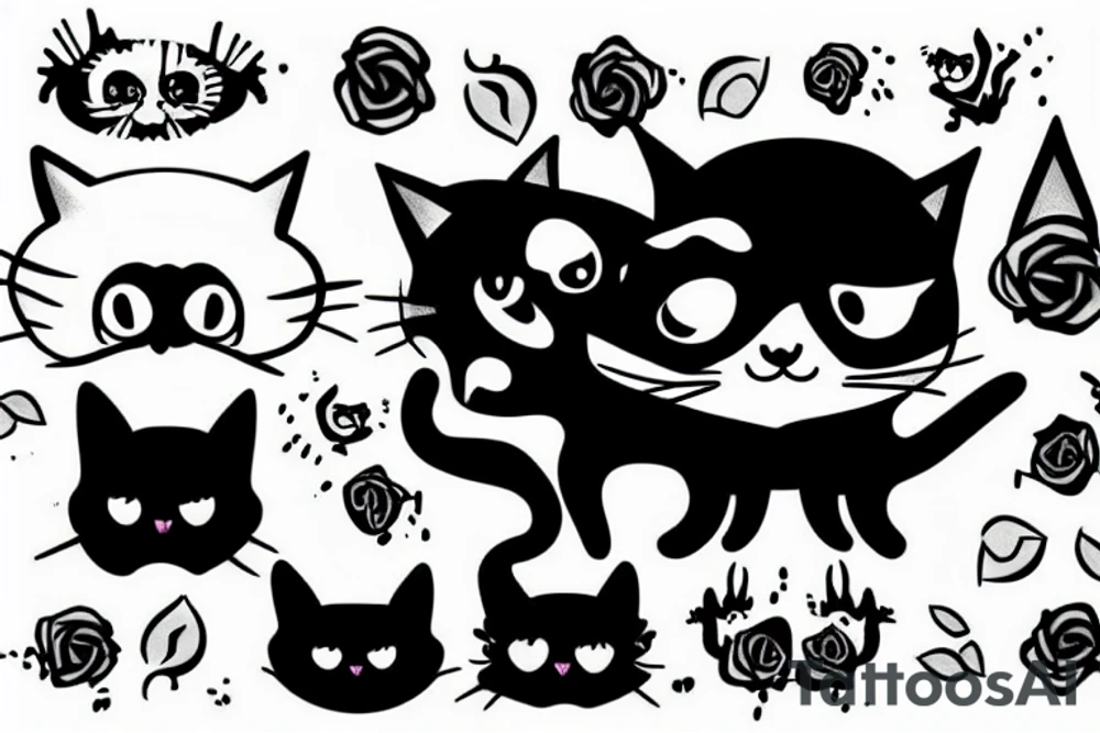 zombie cat cute tattoo idea