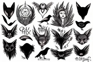 crow fox tattoo idea