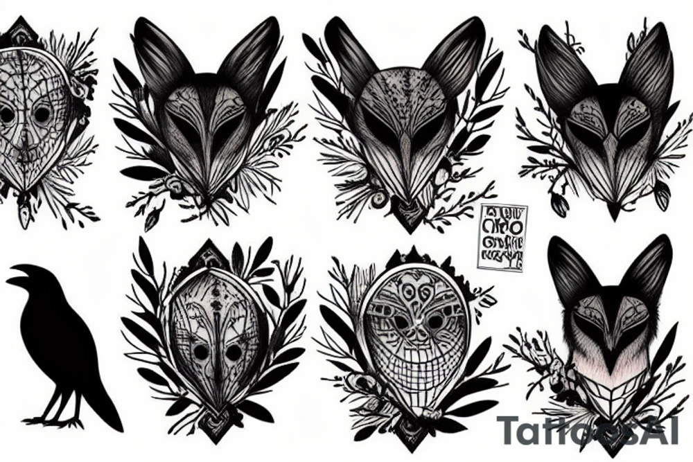 crow fox tattoo idea