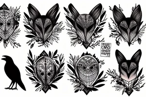 crow fox tattoo idea