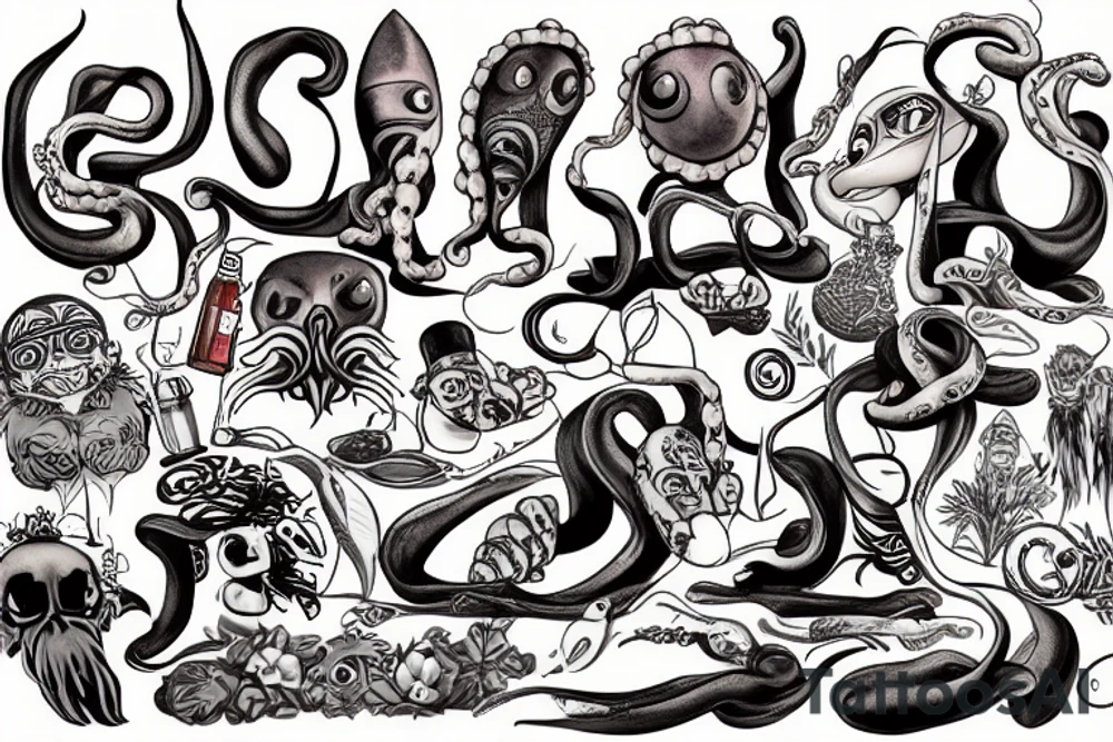 chef squid tattoo idea