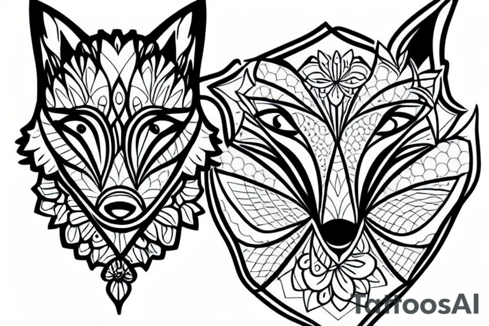 A fox with an iris flower tattoo idea