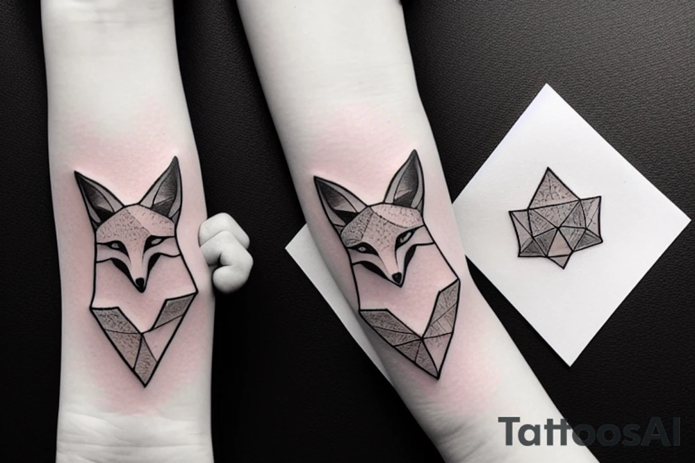 A fox with an big iris origami tattoo idea
