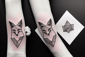 A fox with an big iris origami tattoo idea
