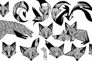 A fox with an big iris origami tattoo idea