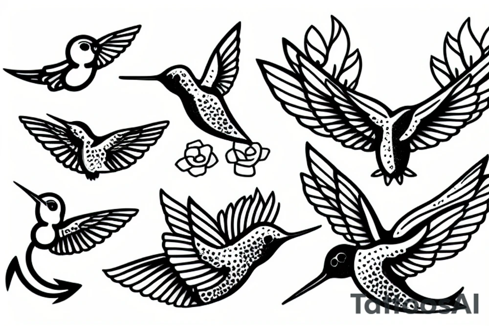 hummingbird carrying anchor tattoo idea