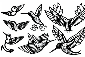hummingbird carrying anchor tattoo idea