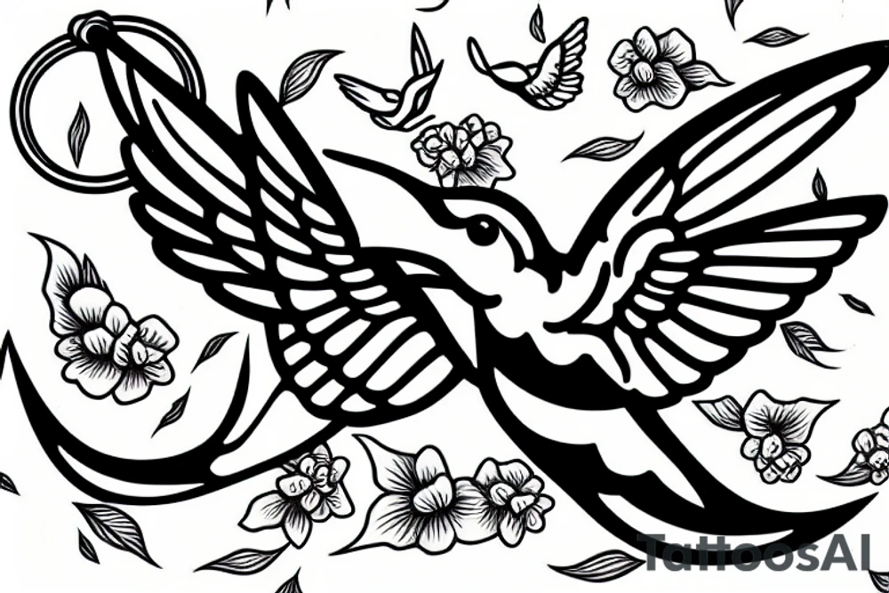 hummingbird carrying anchor tattoo idea