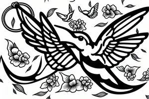 hummingbird carrying anchor tattoo idea