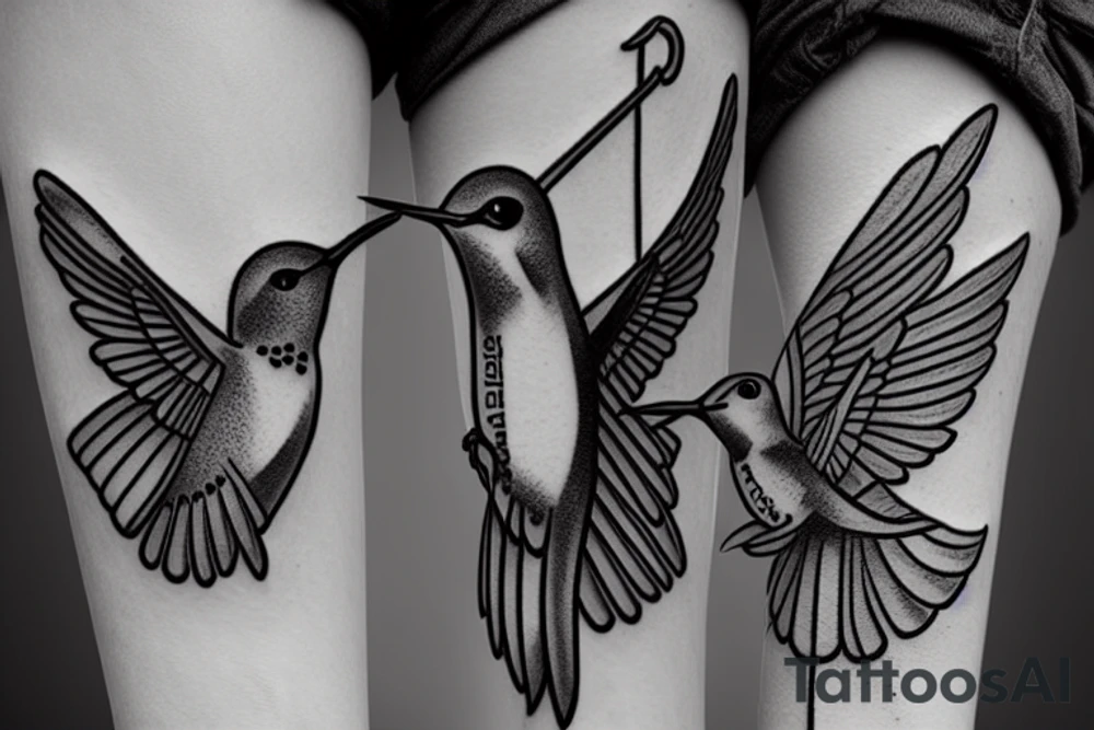 hummingbird carrying anchor tattoo idea