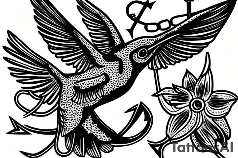 hummingbird carrying anchor tattoo idea
