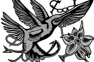 hummingbird carrying anchor tattoo idea