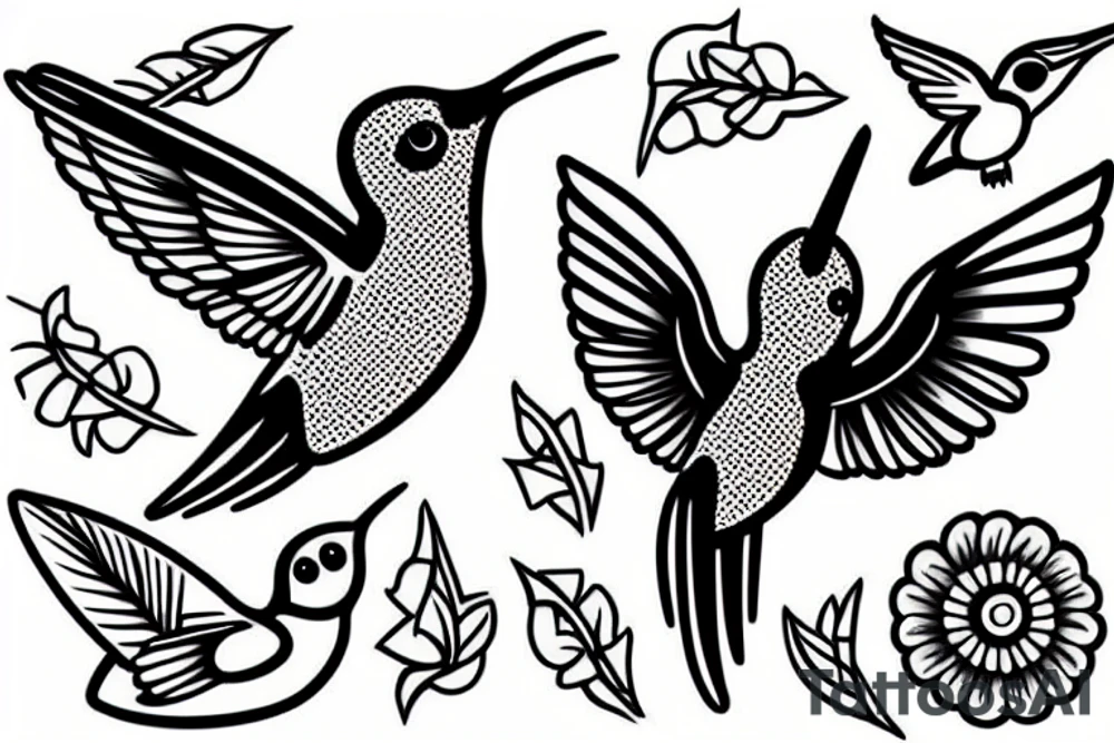 hummingbird with anchor tattoo idea