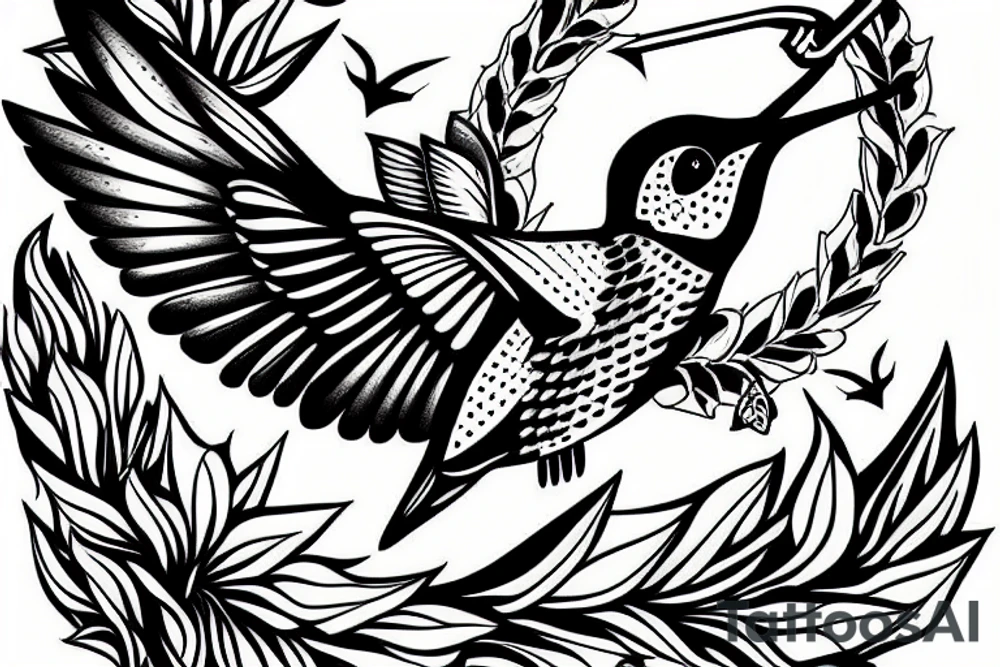 hummingbird with anchor tattoo idea